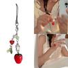 Strawberry Cellphone Chain Colorful Beaded Keychain Handmade Detachable Phone Lanyard Pendant Ornament for Wallet Bag