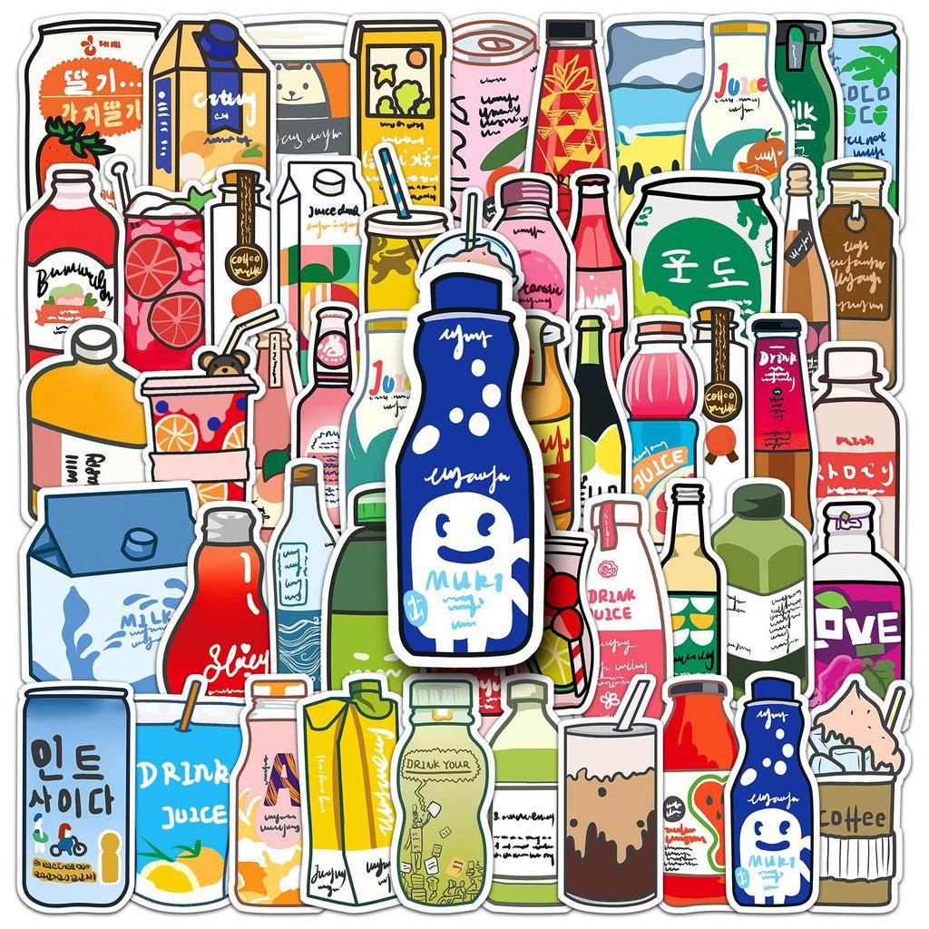 50 Drink Bottles Doodle Personalized Cartoon Hand-drawn Children's Hand-book DIY Water Cup Suitcase Sticker Waterproof