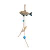 Wood Fish Wall Hanging Decors for Entryway, Bedroom, or Living Room, Ocean Theme Piece with Rope and Color Detail Trim
