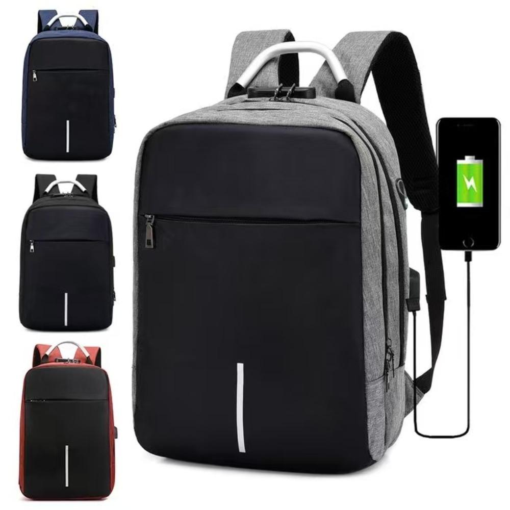 Men's Combination Lock Schoolbag USB Backpack Casual Anti-theft Computer Backpack Matte Texture