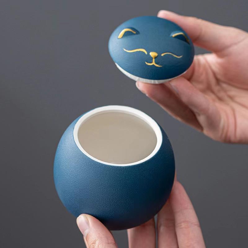 Keramická nádoba na čaj Kávová zrna Espresso příslušenství Kávové nádobí Vzor kočky Kořenky Bonboniéra s víčkem pro Domov Kuchyň