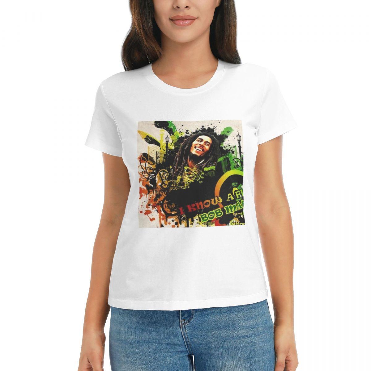 Women TShirt Funny Bob Marley Summer Short Sleeve Tees Crew Neck Cotton T Shirts Clothes Tops Streetwear S