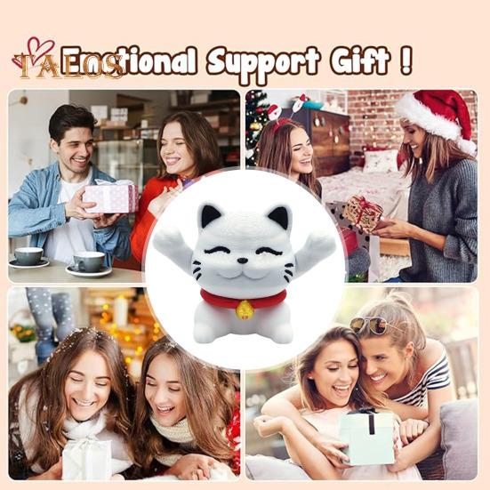 3D Printed Cat Ornament Retractable Kitten Figurine Desktop Pet Cat Fidget Toy for Stress Relief Home Office Shelf Desk