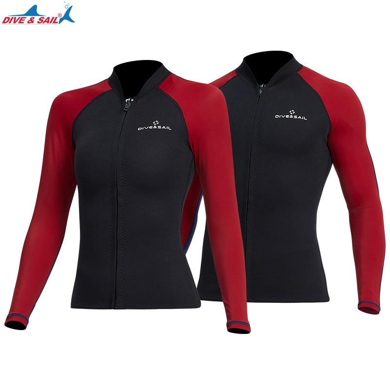 1.5MM Diving Suit Men's Split Top Long-sleeved Thermal Women's Snorkeling Surfing Sunscreen Swimsuit
