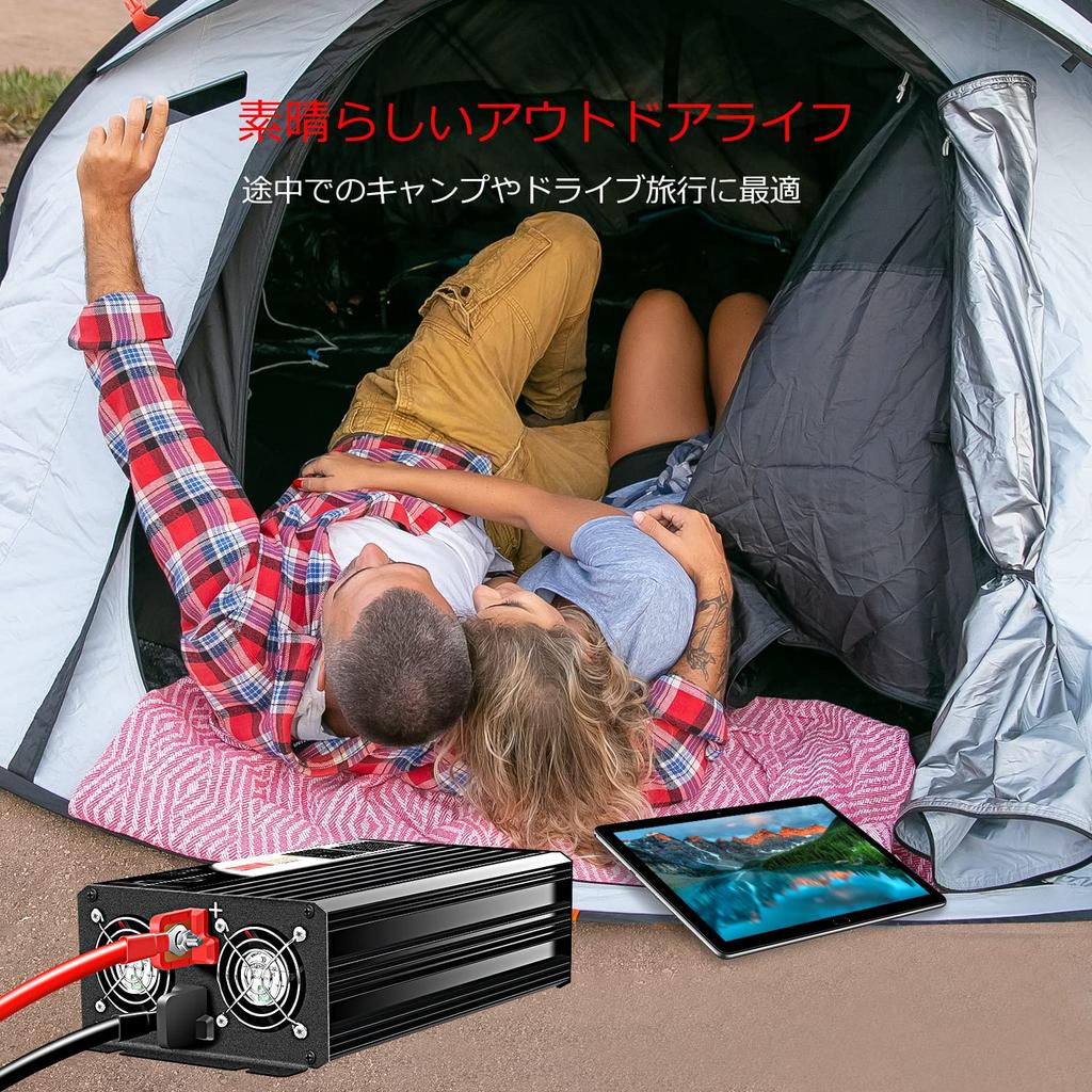 Xijia Sine Wave 12V Sine Instantaneous Maximum Car 2 AC Emergency Power Disaster Solar LCD Remote Control Included DC12V DC-AC Converter, Wave, 50/60