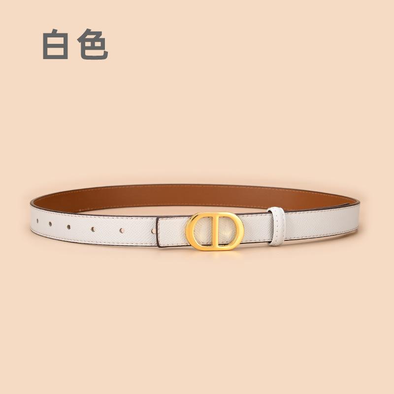Belt Women'S Leather Thin Belt Decorative Dress Summer Smooth Buckle Waist Skinny Belt