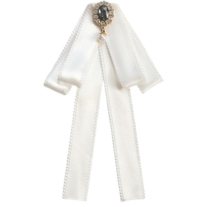 Брошь Галстук с Лентой и Хрустальными Бантами Элегантные Цветочные Ювелирные Изделия Броши