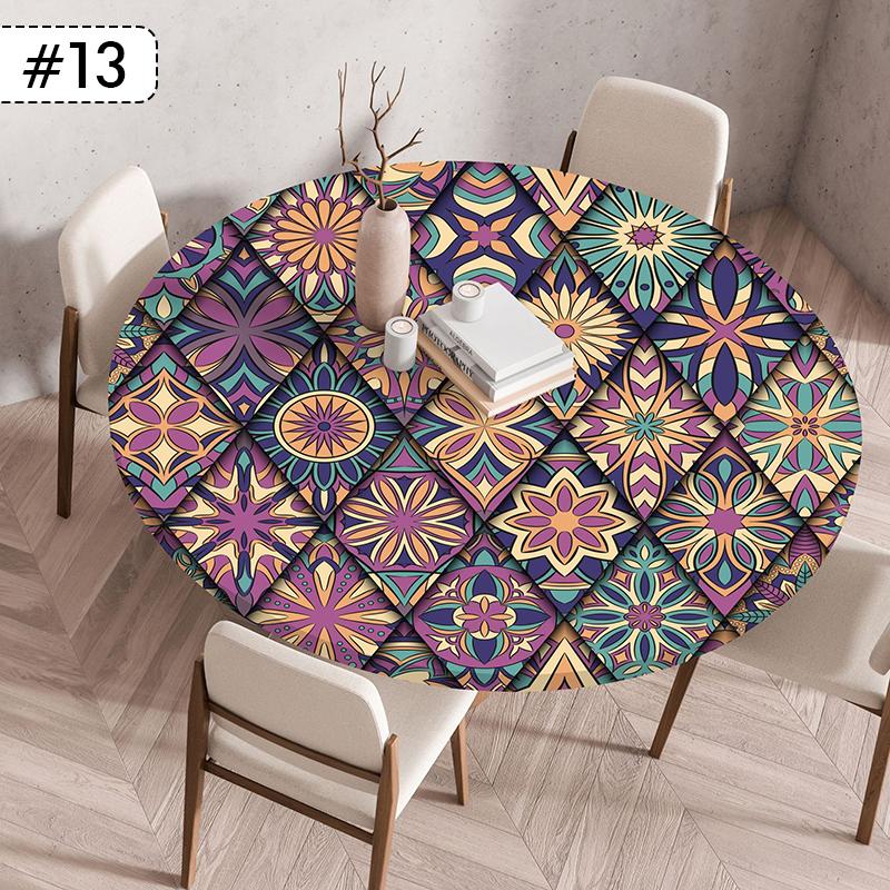 60/90/120Cm Round Table Cover Nordic Waterproof Oil-Proof Tablecloth Elastic Kitchen Dining Wedding Party Table Cover Home Decor