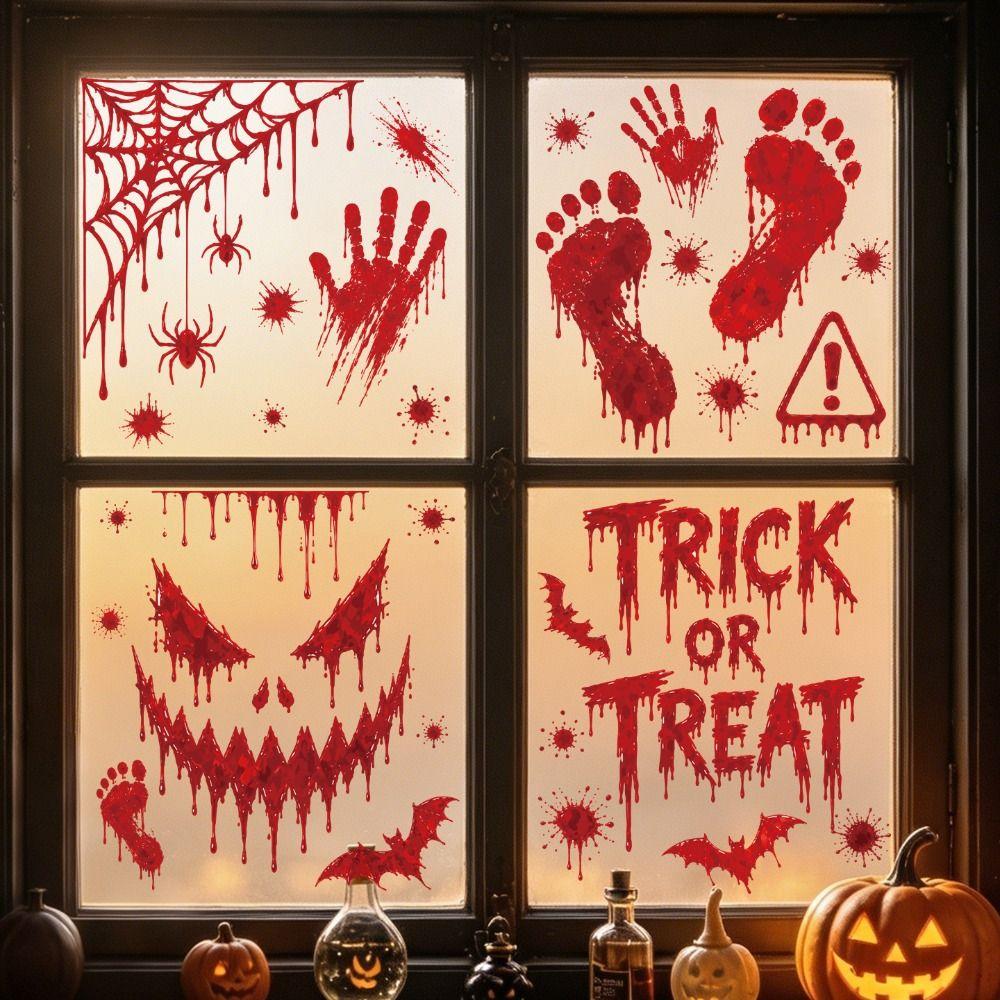 Reusable Halloween Window Stickers Scary Realistic Electrostatic Window Decals  Home Decoration