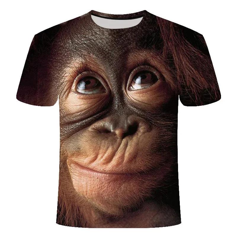 Camisetas com estampa de macaco para crianças, meninos e meninas, camisa casual de verão, roupas infantis de animais, camisetas de manga curta