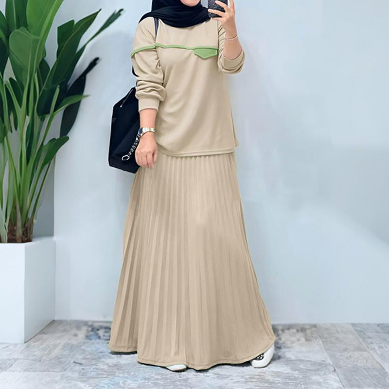 ZANZEA Women Long Sleeve Blouse and Long Skirts Casual Two Piece Suit Sets