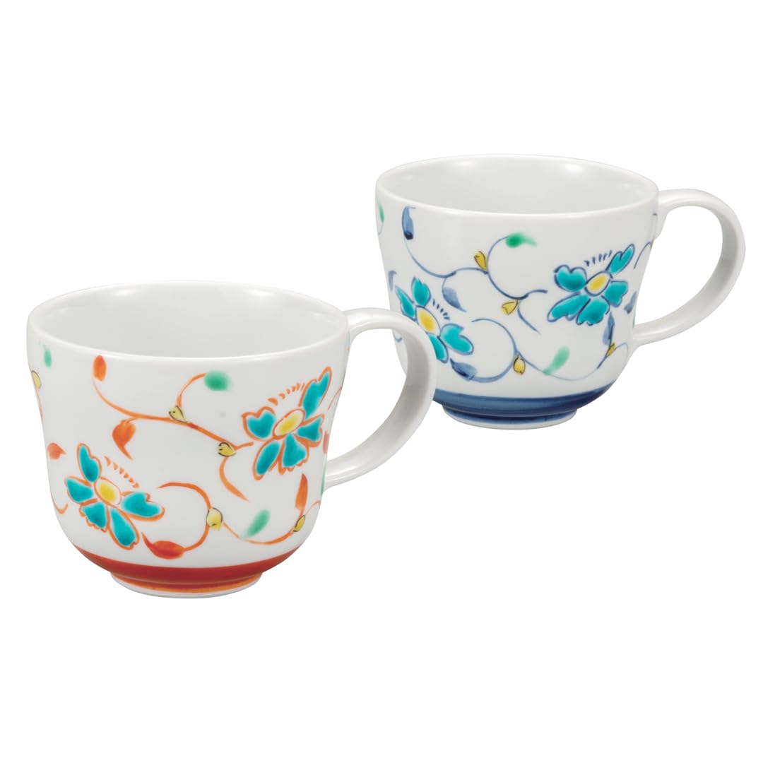 

Kutani Ware Iwataya Pair Arabesque Mug/Flower K8-944
