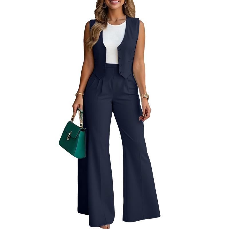 ZANZEA Ärmellose Weste, Oberteile und Hosen für Damen, zweiteiliges Sommer-Set