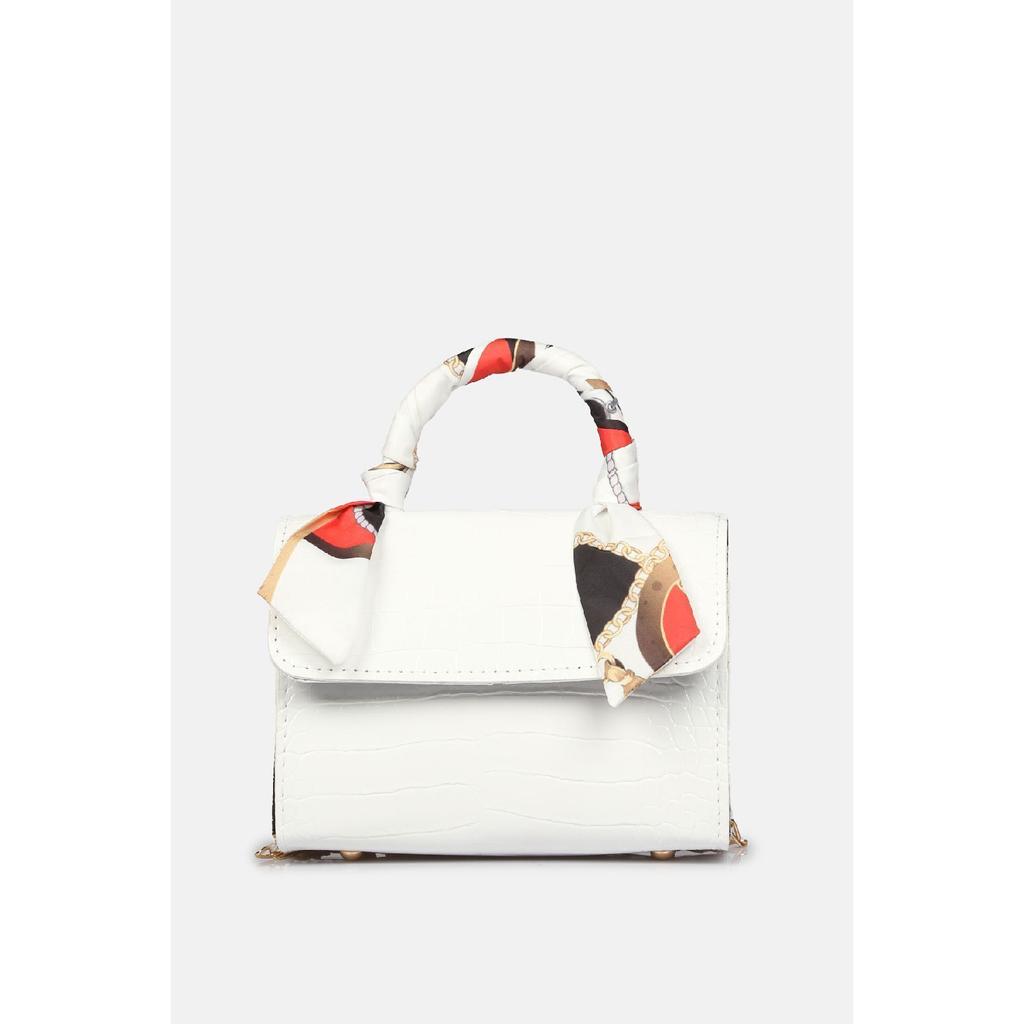 Zlatá řetízková dámská taška přes rameno se šátkem