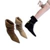 Inner Height Increasing Pointed Suede Skinny Medium Tube Knight Boots Women's Boots 2025 Fall Winter Western Cowboy Pile Boots