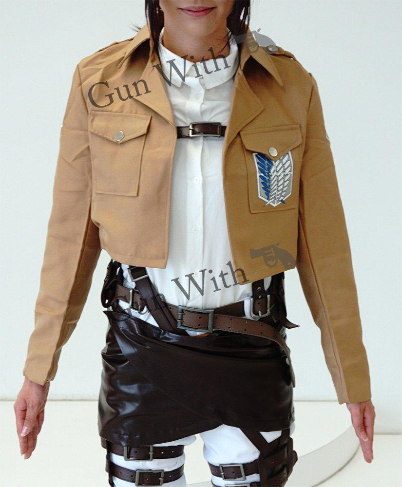 

[Пистолет с] Куртка Разведкорпуса из Атаки Титанов, Крылья Свободы, Костюм для косплея, Унисекс, С Эреном, Микасой, Леви и Ханджи (L)