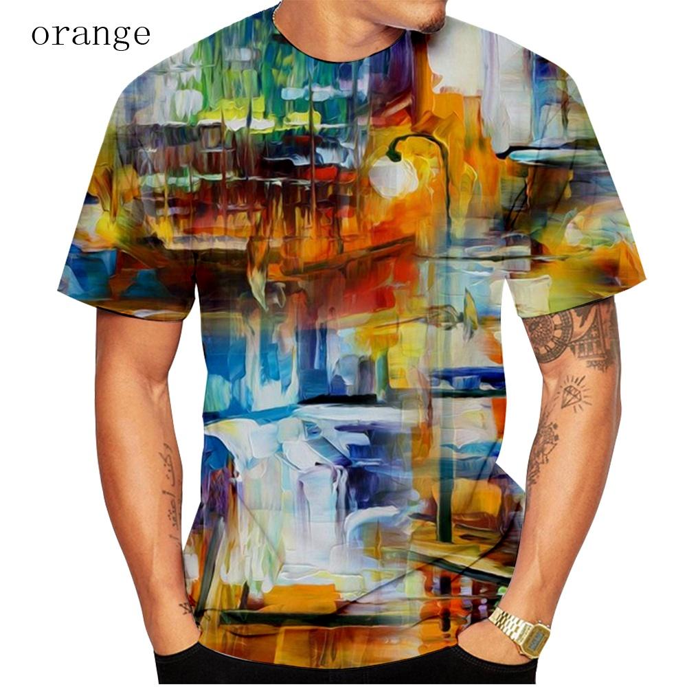 Pánské tričko s krátkým rukávem, košile s potiskem 3DT s hot tie dye, kulatý výstřih, letní top