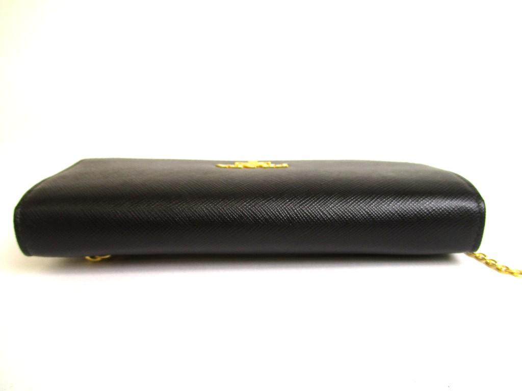 Authentic PRADA Saffiano Black Leather Bifold Long Flap Wallet #b001  Refurbished