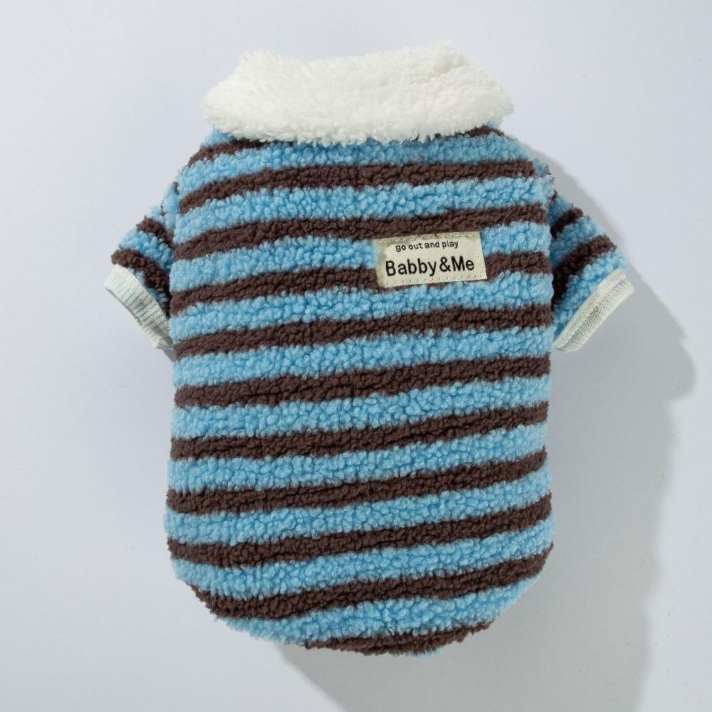 Pet clothes autumn and winter striped velvet thickened two feet than bear dog clothes