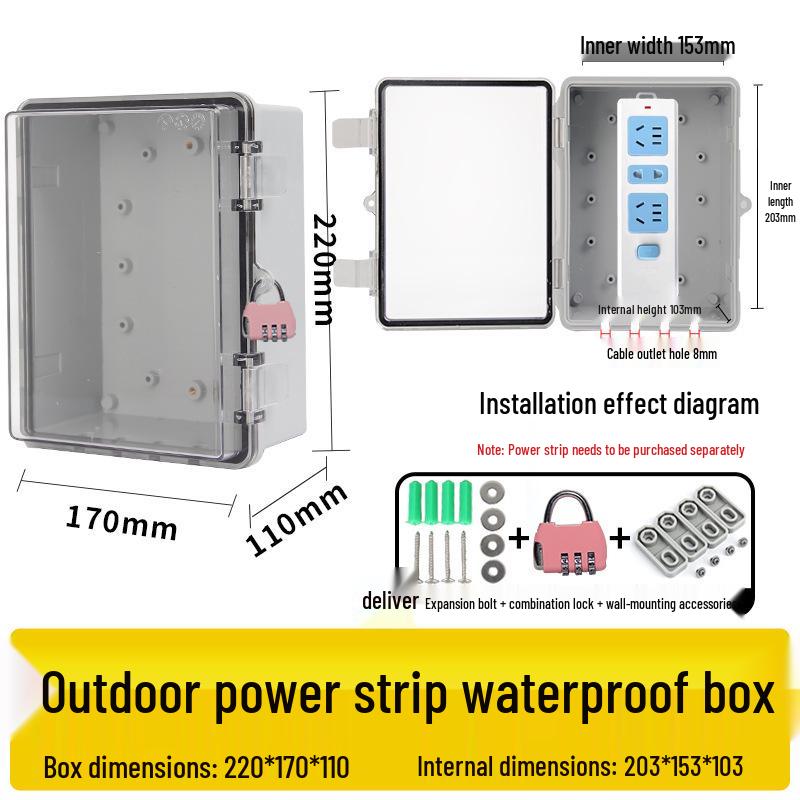 Zamykana wodoodporna skrzynka gniazdkowa zewnętrzna z osłoną przeciwdeszczową