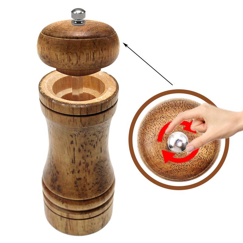 Oak Pepper Grinder - Manual Spice Grinder for Pepper, Star Anise, Coarse Salt, Cumin with Ceramic Core