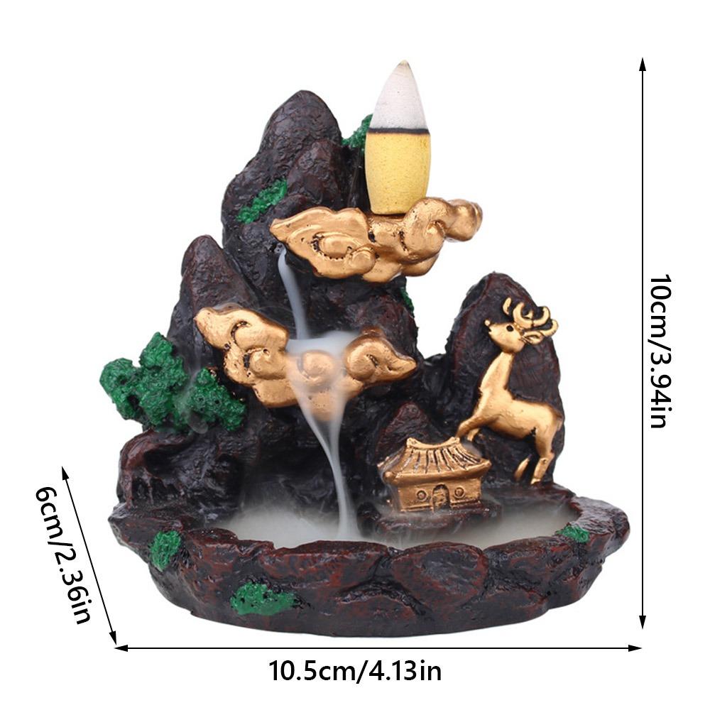 Resin Backflow Incense Burner Mountains River Waterfall Design Waterfall Incense Holder Sandalwood Stand Fragrance Holder
