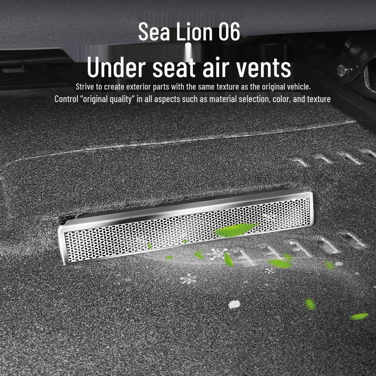 BYD Sea Lion 06dmi Rear Air Vent Protector - Dust Cover for Under-Seat Air Conditioning. Black Titanium