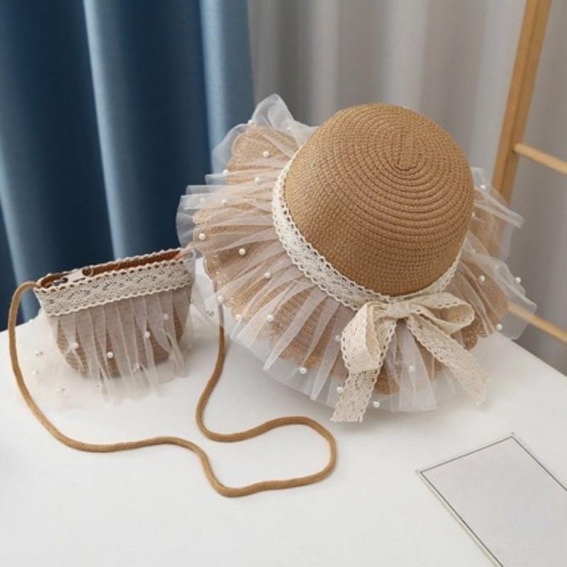 Children Sunscreen Sun Hat Kids Girls Summer Fashion Straw Hat And Bag For Girls Cool Hat Girl Cute Breathable Baby Accessories