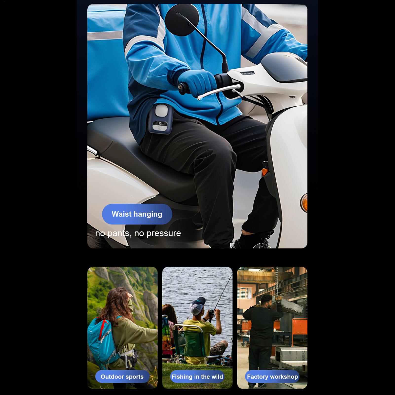 

3CM Thin Tiny Portable Waist Fan 4000mAh Clip On Personal Neck Fan LED 12H Working 5 Speeds 10500RPM Strong Airflow with Lanyard CN