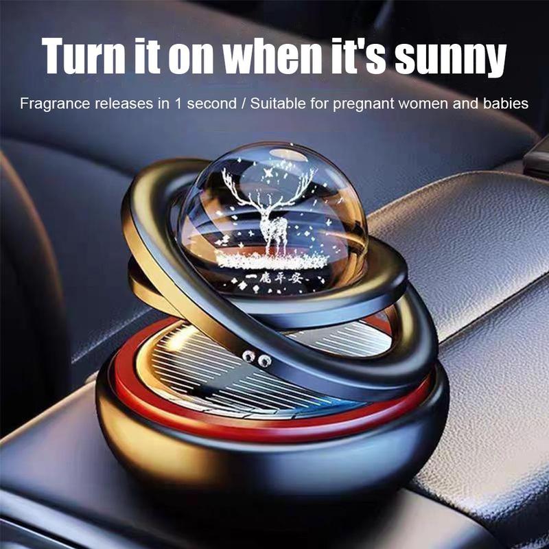 1pcs Solar Aromatherapy Ornaments Car Double Suspended Crystal Ball Rotating Aromatherapy Perfume Ornaments Creative Ornaments
