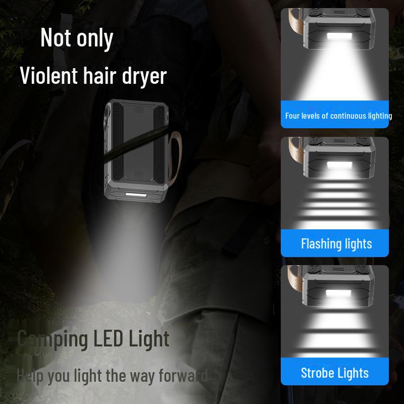 W10 Multifunctional High-Speed Turbo Fan with LED Light & Power Bank - 130,000 Speed Dust Removal Hair Dryer