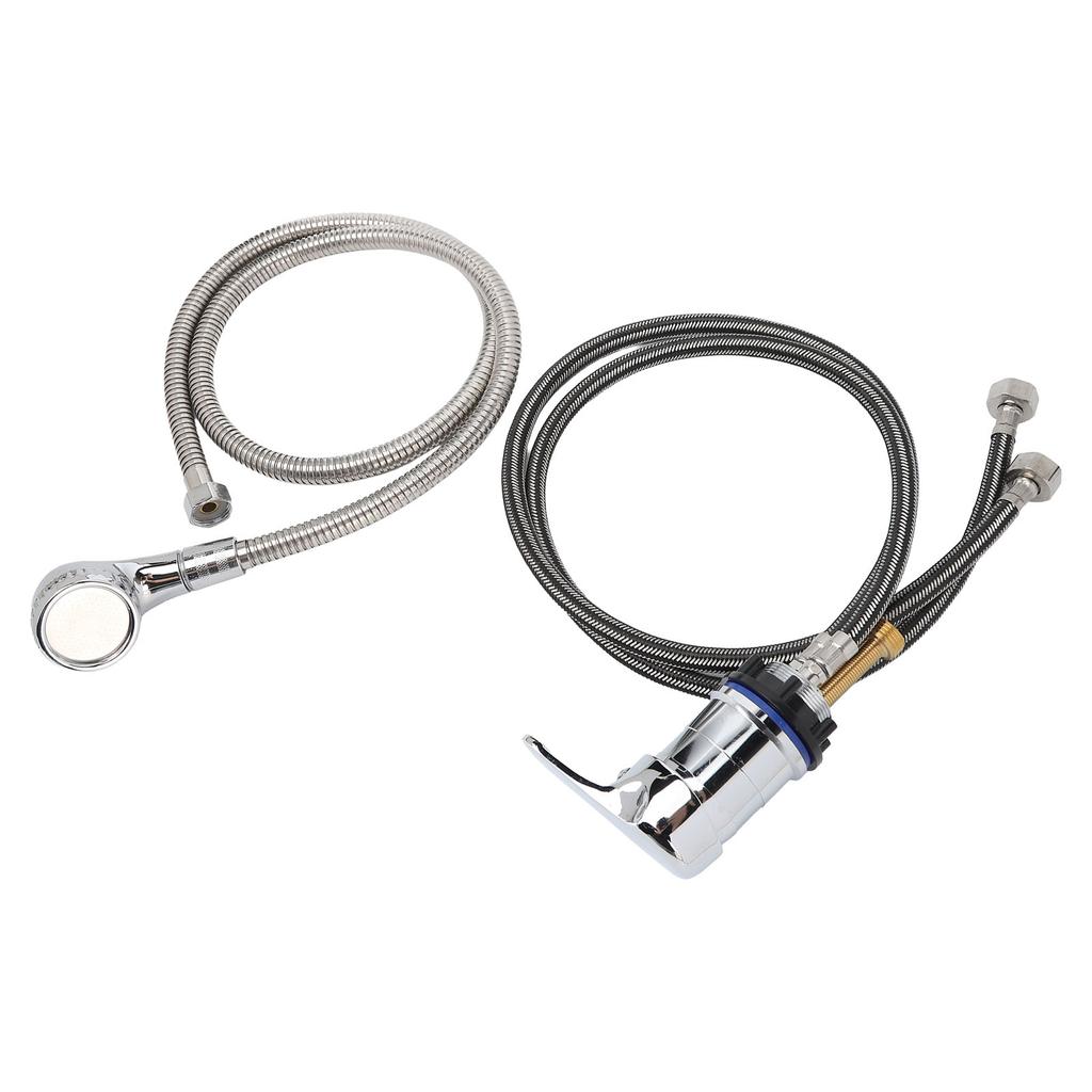 Grifo para Lavabo de Peluquería Mezclador de Agua Caliente Fría Kit de Rociador Tamaño M con Tubo de Grifo de 70 cm Manguera Suave de 120 cm