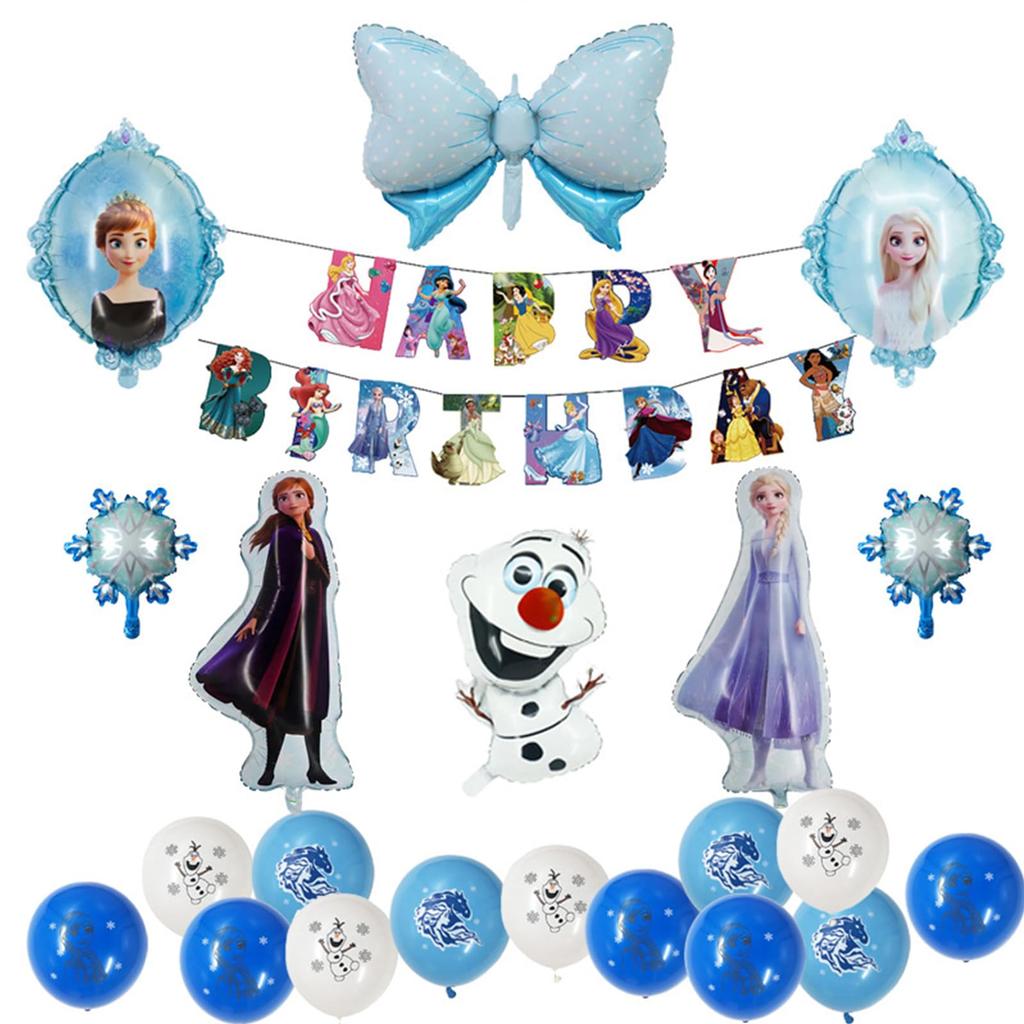 Frozen Birthday Decorations, HAPPY BIRTHDAY Balloons, Cute Character Anime Balloon Decorations, Celebration, Boys, Girls, Anniversaries, Birthdays
