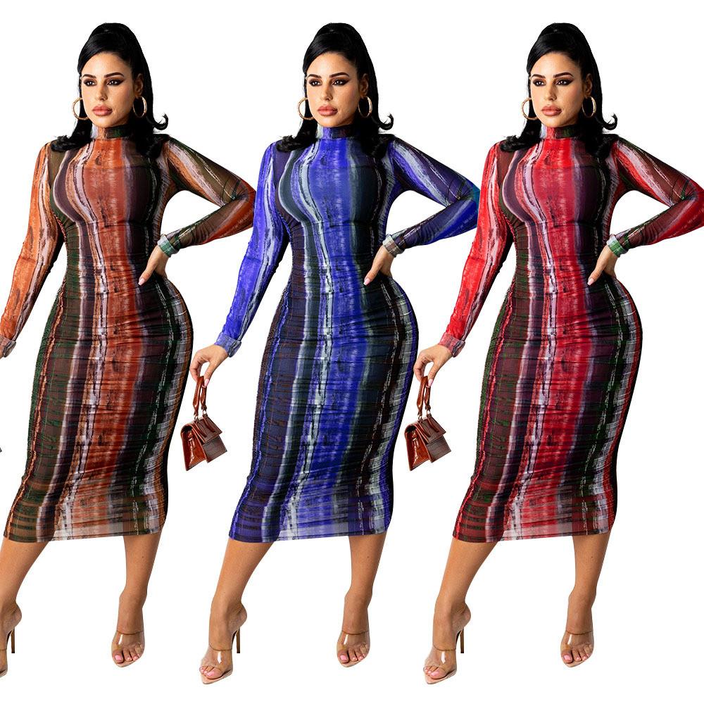 

Женские длинные рукава с принтом и круглым вырезом для невесты, подружек невесты, свадебные длинные платья, вечерние платья миди, бальные платья S синий