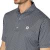 FootJoy Men's Black Geometric Print Short Sleeve Wide Collar Golf Shirt, Size M (FJ-S25-S12, 34527-M)