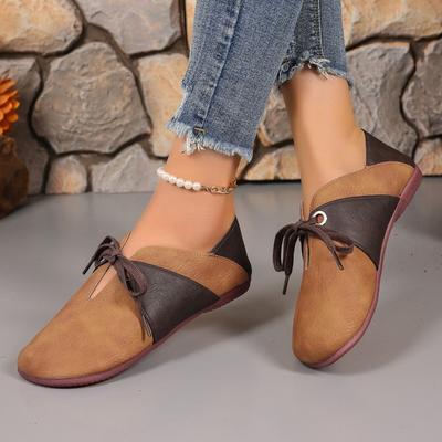 Módní Retro Dámské Baleríny s Kulatou Špičkou 2025 Podzim Nové Dámské Pracovní Boty Pohodlné do Práce Ležérní Šněrovací Baleríny Zapatos