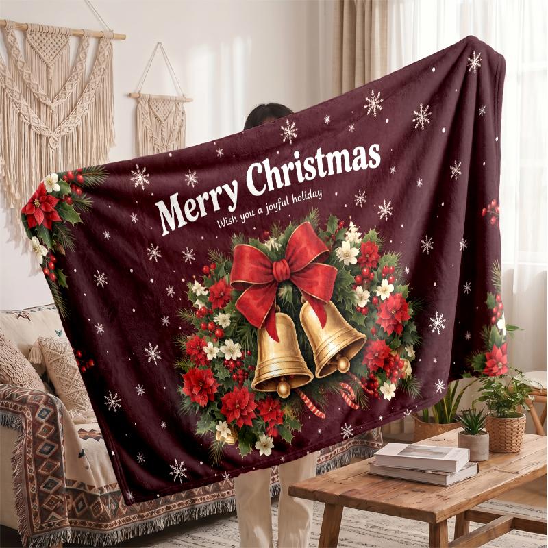 Christmas Flannel Throw Blanket Soft Warm Cozy For Sofa Bed Indoor Home Use Great Holiday Gift