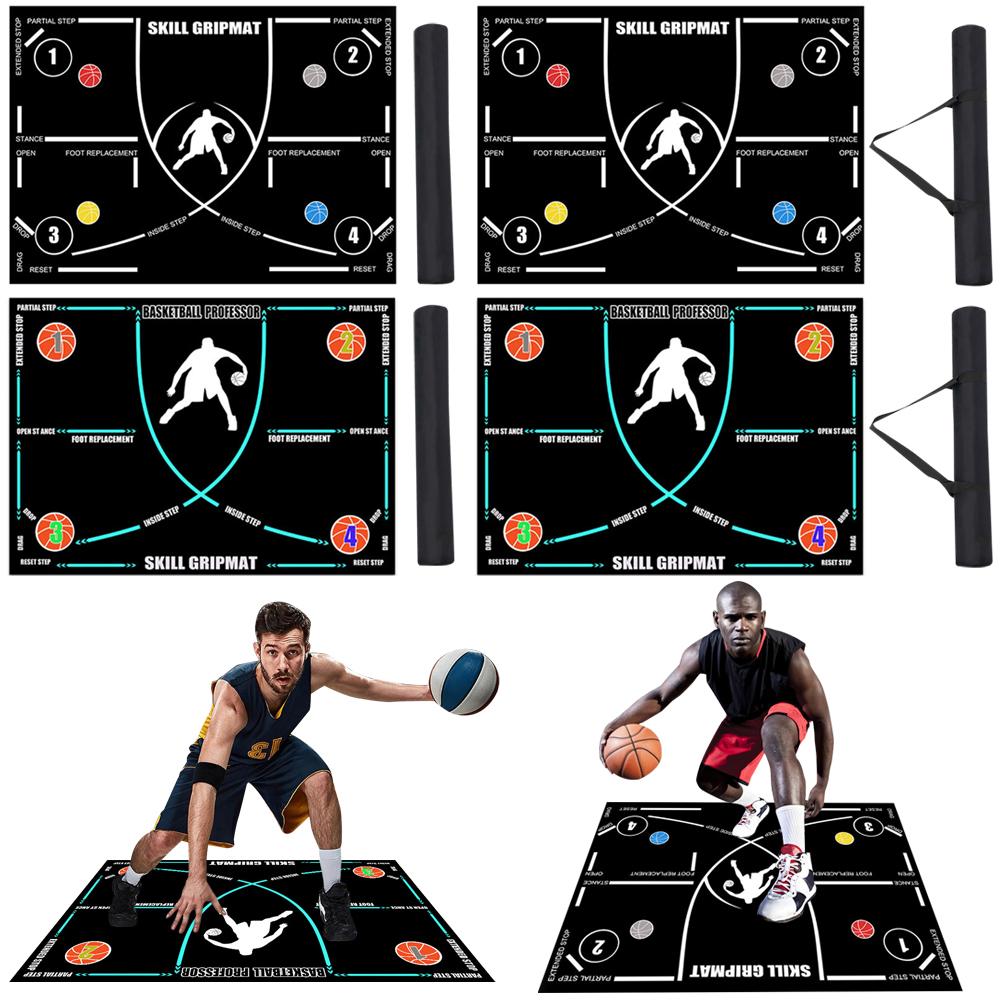 Basketball Footstep Training Mat Non-Slip Basketball Dribble Trainer Shock Absorbing Silent Dribble Training Mat for Youth Adult