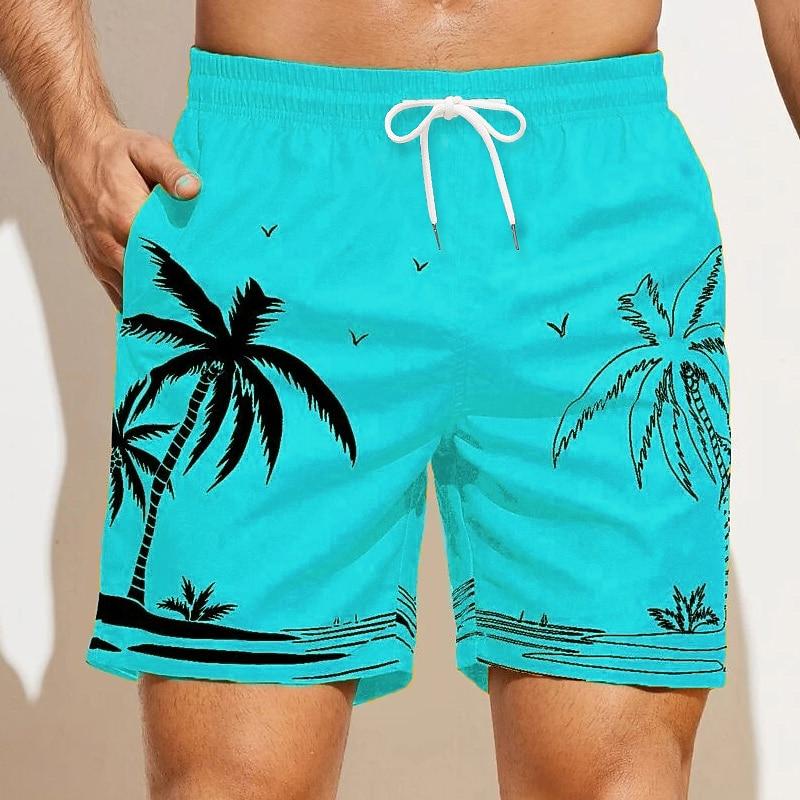 Men's Coconut Tree Graphic Prints Swim Trunks Swim Shorts Board Shorts Mid Waist Hawaiian Boho Casual