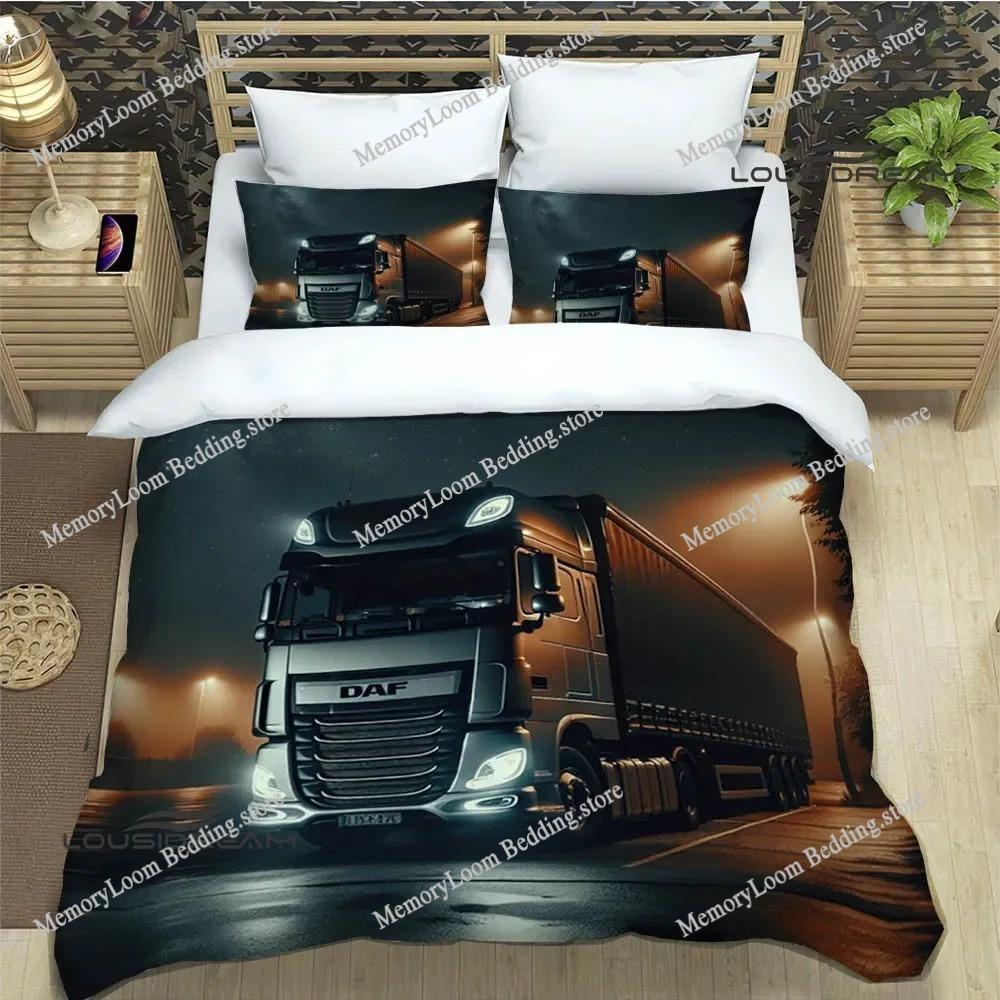 Set Biancheria da Letto Stampata Retrò Camion DAF 3D Set di Biancheria da Letto Raffinato Copripiumino Set Copripiumino Set Biancheria da Letto Lusso Regalo di Compleanno