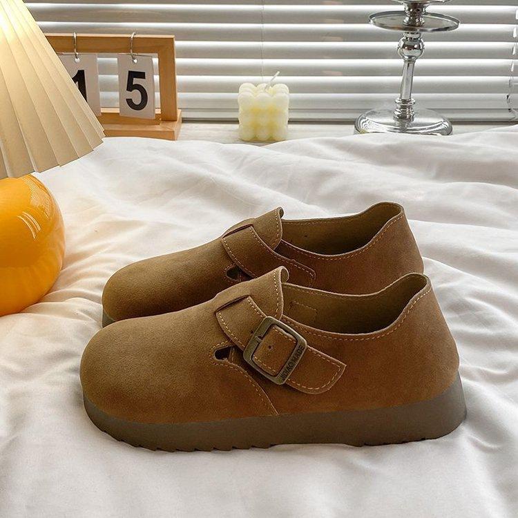 Spring casual commuting shallow mouth single shoes New year flat non-slip retro style soft Birkenstocks