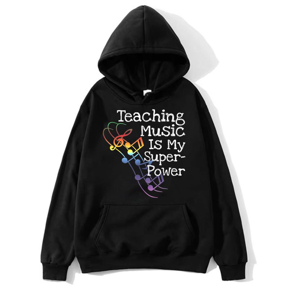 Music Teacher Hoodie Trend Women Hooded Sweatshirt Musical Note Graphic Sweatshirt Long Sleeve Comfort Warm Apparel Women Hoodie