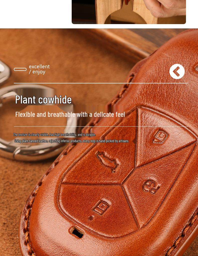 Genuine Leather Car Key Case for Xpeng P7, G3i, P5 - Handmade Cowhide High-End Retro Keychain Cover