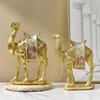 Decorative Middle Eastern Camels Figurine Luxury Gold Desert Animal Resins Statue for Bookshelves and Tabletop Accent