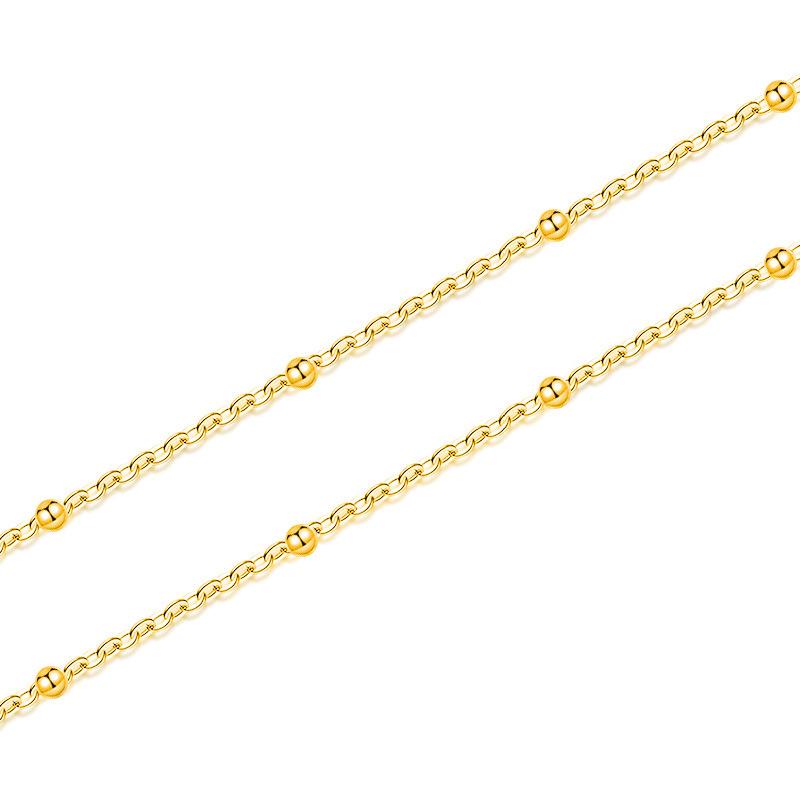 18K Gold & Sterling Silver Round Bead Choker Necklace