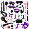 SM Fetish Bondage Erotic Toy Restraint Set Sex Toys For Women Handcuffs Whip Binding Anal Plug Vibrator Couple Sexy Tool