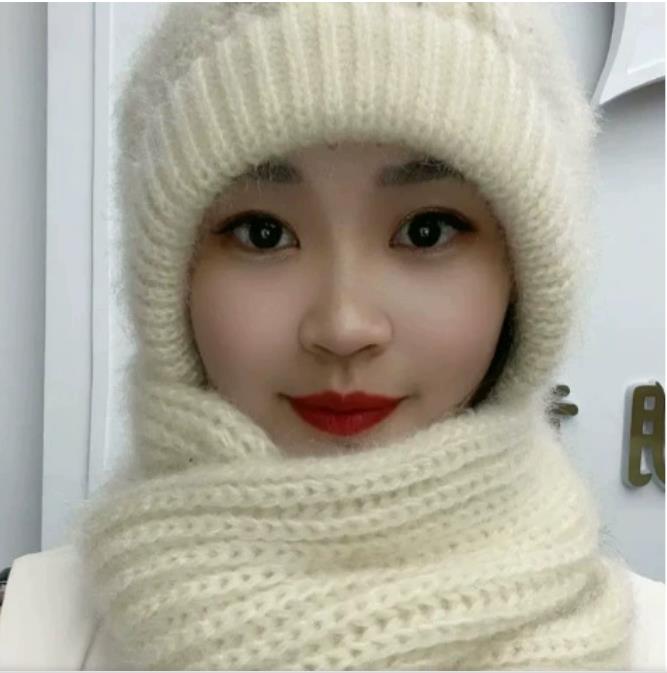 

Теплая шапка и шарф из беличьей шерсти ручной работы на осень/зиму: Стильный, универсальный, холодный и ветрозащитный бежевый