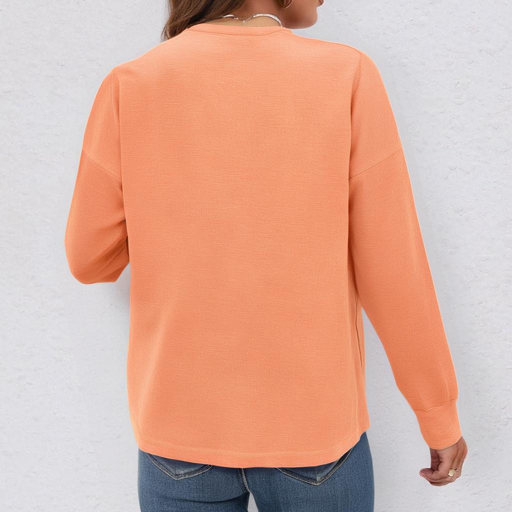 Women's Loose Comfortable Casual Fashionable Long Sleeved Pullover With Zipper And Color Top