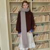 Wool Blended Niche Solid Color Tassel Scarf for Women in Winter with Korean Style Soft Scarf