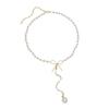 iF ME Elegante Perlenanhänger Halskette Schleife Kristall Gold Kette Halsband Schmuck Zubehör